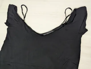 Zara Top Donna Nero Pizzo balze Elegante Tg L