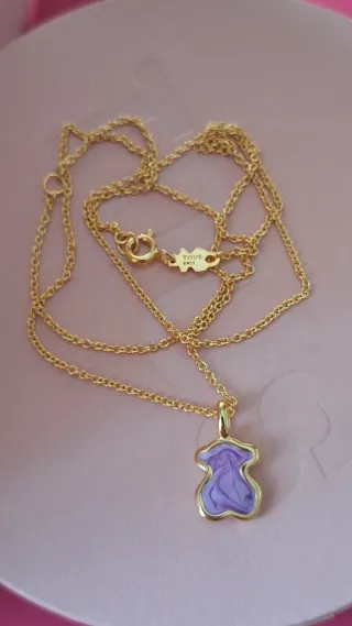 Collar Tous Oso Morado Baño Oro