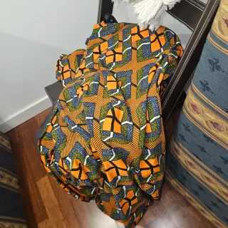 Sofá Cama Tela Azul y Dorado