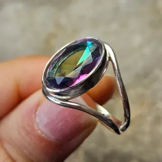 Anillo Plata 925 Topacio Místico Ovalado
