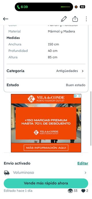 Alacena antigua de madera y mármol