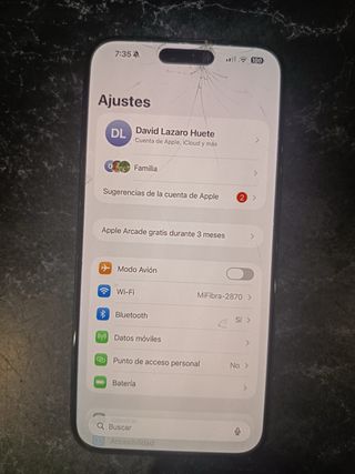 iPhone 15 Pro Max 256GB Negro – solo cristal roto.