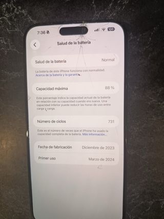 iPhone 15 Pro Max 256GB Negro – solo cristal roto.