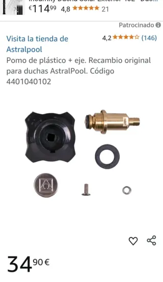 Ducha Piscina Astrapol Metal Plástico Goma