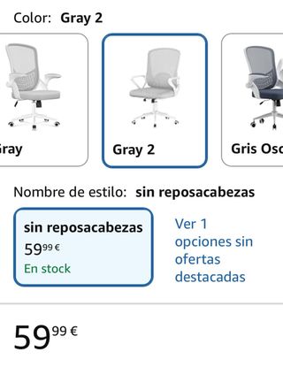 Silla de oficina ergonómica gris y blanca