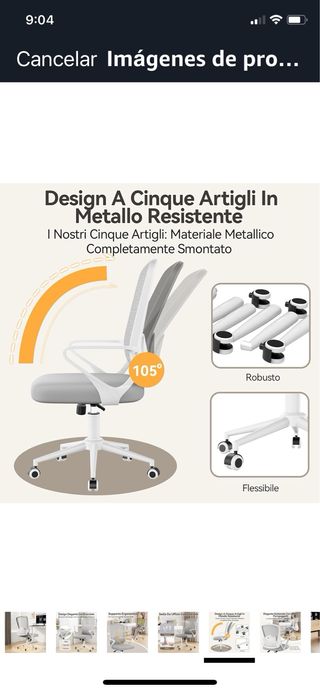 Silla de oficina ergonómica gris y blanca