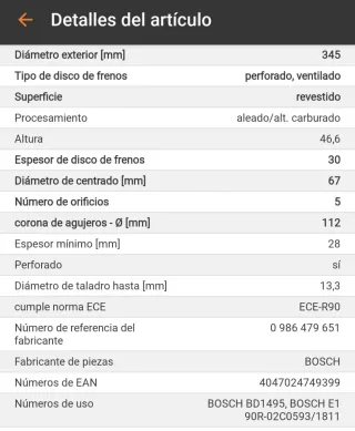 Discos Freno Mercedes W203 C32 AMG Bosch