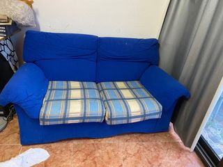 Regalo sofa azul de cuadros 2 plazas
