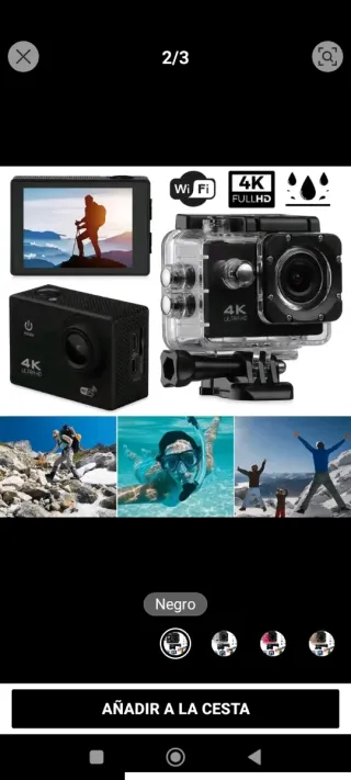 Cámara de acción 4K Ultra HD resistente al agua