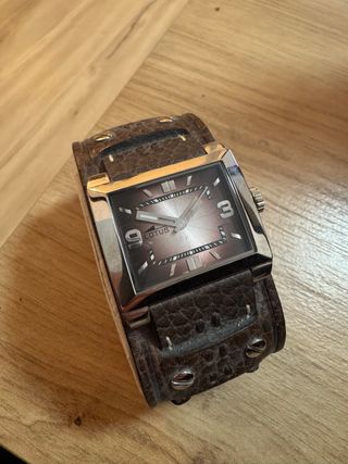 Reloj Lotus Cuero Marrón y Plateado Hombre