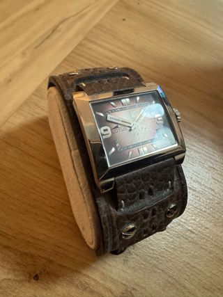 Reloj Lotus Cuero Marrón y Plateado Hombre