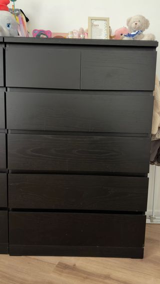 2 Cómodas Malm Ikea Negra con Cristal