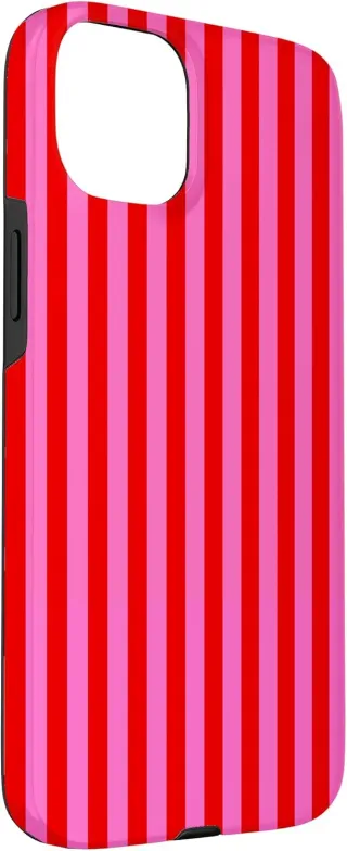 Funda Carcasa para iPhone 15 Plus rayas rosas rojas