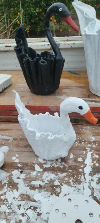 Macetas Cisne Decorativas Piedra