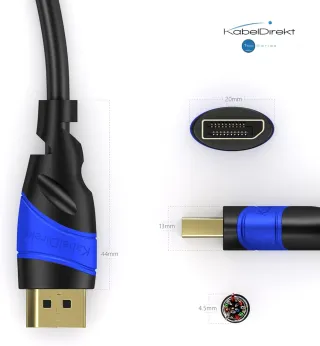 KabelDirekt – Cable DisplayPort 4K/60Hz – 5 m – inmunidad contra interferencias