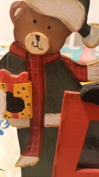 Cornice Natale Legno Orsetto Flora Como Italy