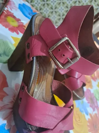 Scarpe donna tacco legno rosa