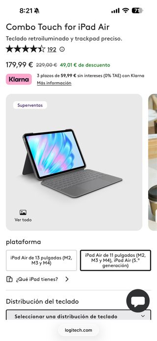 Logitech Combo Touch iPad Air 11 (M2) ESPAÑOL