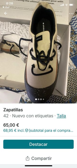 Zapatillas Muroexe tipo bota beige/negro talla 42