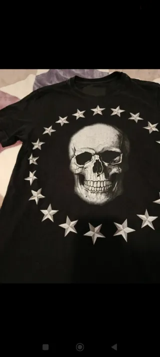 Camiseta Philipp Plein Negra Calavera Estrellas