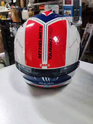 Casco Moto Azul, Rojo y Blanco