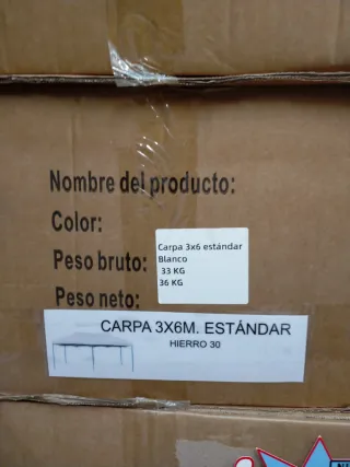 Carpa Plegable 3x6 Estandar aluminio 32 mm, Blanco