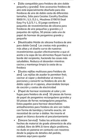 Accessori per friggitrice ad aria senza olio Dual Zone per Cecot