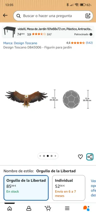 Escultura espantapájaros Águila Calva Realista