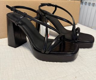 Sandalias de fiesta tacón plataforma negras