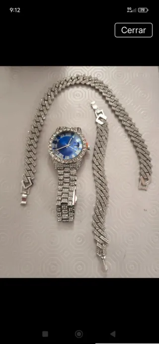 Reloj y Cadena Acero Brillante