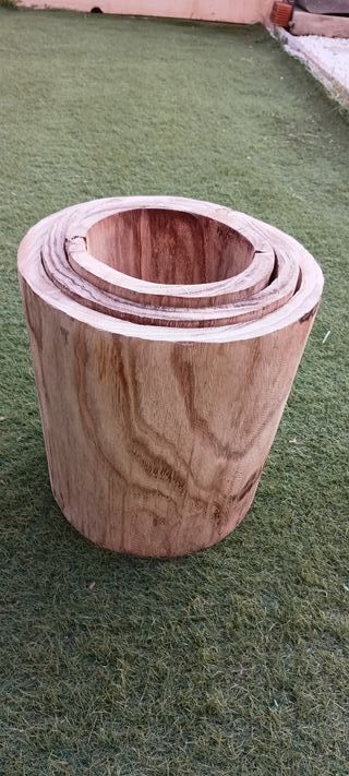 Juego 3 jardineras madera natural Dijk