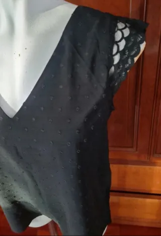 Blusa negra verano encaje mujer Talla S/M