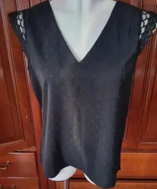Blusa negra verano encaje mujer Talla S/M