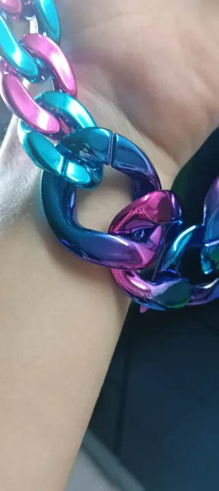 Collar y pulsera eslabones multicolor