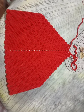 Top Crochet Rojo Hecho a Mano.espalda de tiras