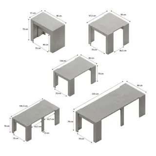 Mesa extensible gris piedra