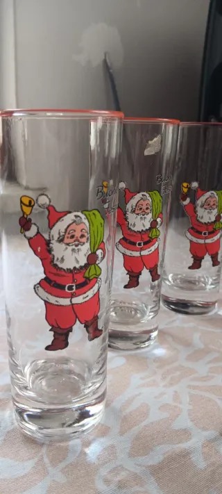 Set 6 Bicchieri Natale Babbo Natale Vetro