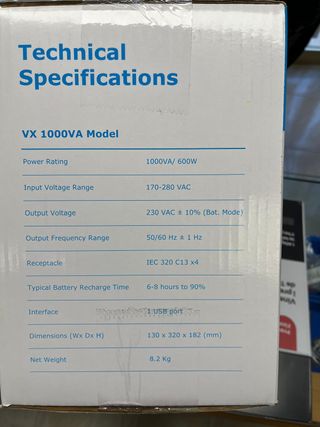 SAI DELTA AGILON VX 1000VA / 600 W. 10'. TORRE