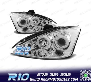 FAROS FORD FOCUS I FACELIFT 01-04 OJOS ANGEL CROMO