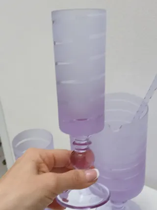 Bicchieri e caraffa Murano viola