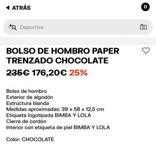 Bolso Bimba y Lola paper trenzado, color chocolate