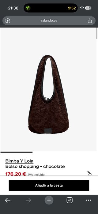 Bolso Bimba y Lola paper trenzado, color chocolate