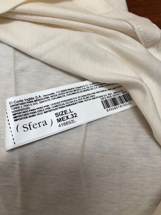 Camiseta Sfera Talla L Negra y Crudo