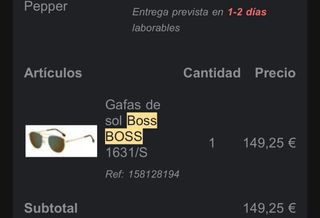 Gafas de sol aviador BOSS doradas y marrones