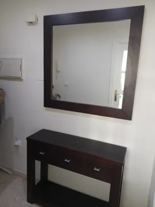 Mueble entradita madera + espejo