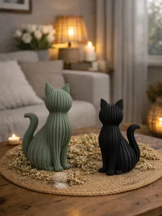 Set 2 Sculture Gatti Decorative