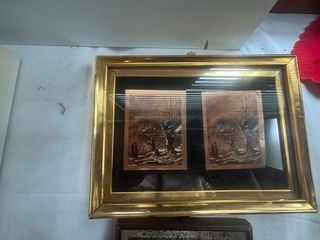 3 Quadretti Rame Ottone Vintage