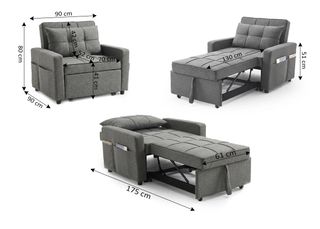 Sofá Cama Individual Gris