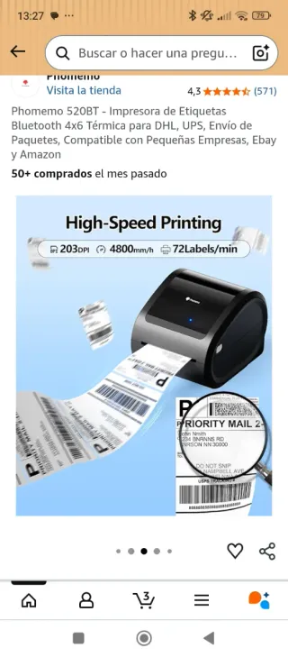 Phomemo 520BT Impresora Etiquetas Bluetooth 4x6