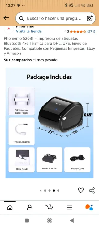 Phomemo 520BT Impresora Etiquetas Bluetooth 4x6